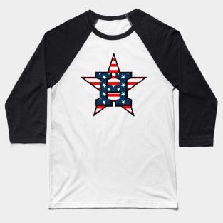 Houston H Stro American Flag Baseball T-Shirt